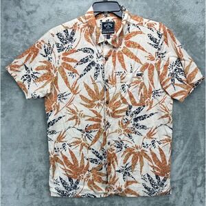 Billabong Men's Kern Hemp Shirt Sz L Beige Adventure Short Sleeve Button Up